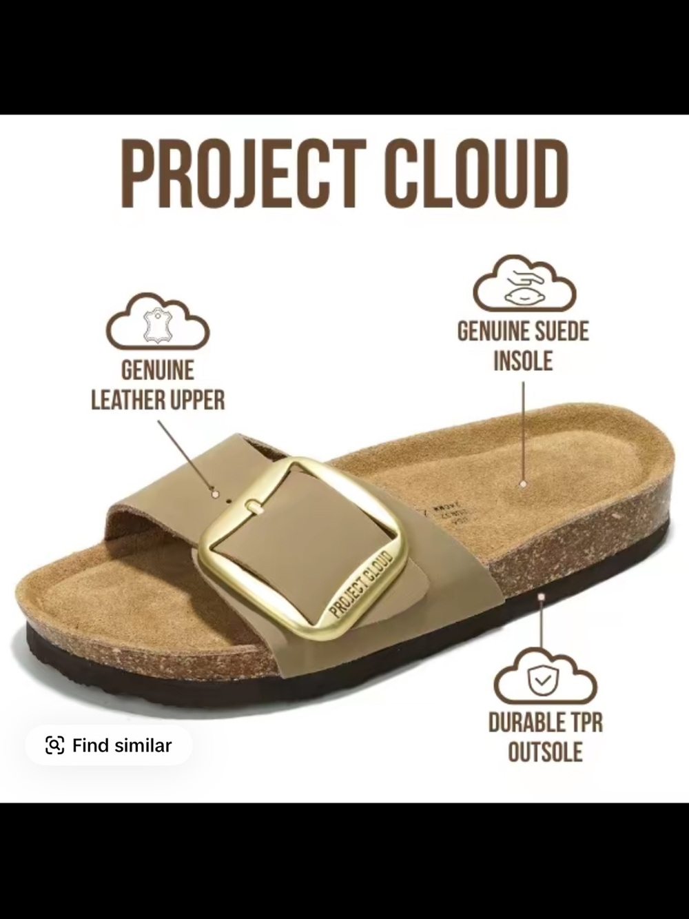 PROJECT CLOUD Buckle Slide Sandals in Taupe - Picture 5 of 11